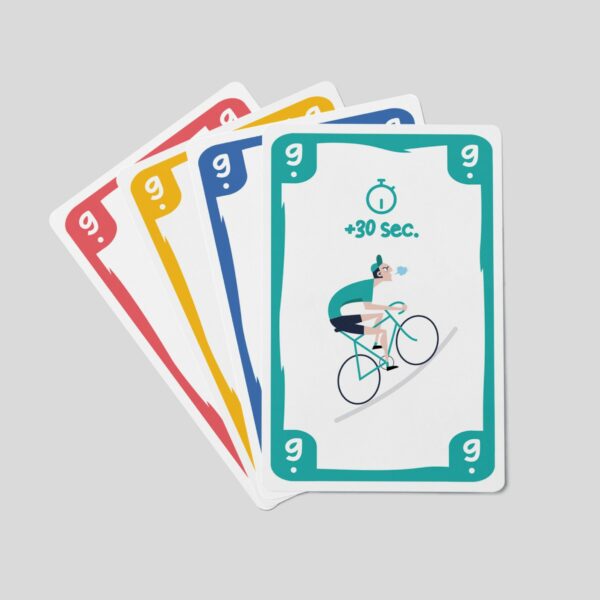 Cartes de la boîte de jeu de société de vélo Tape l'étape